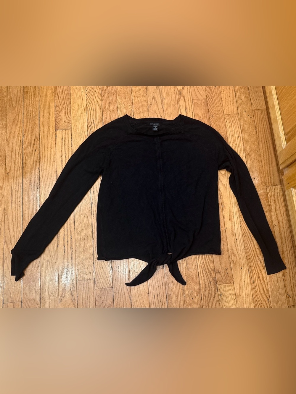 Only Mine Black Long Sleeve Tie-Front Top sweater